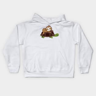 Sloth Sleeps On A Turtle Kids Hoodie